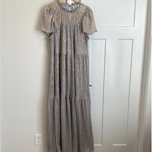 By Anthropologie Short-Sleeve Mock-Neck Maxi Dress Size S - Picture 8 of 8
